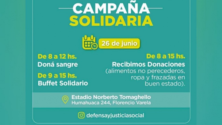 El Municipio acompaña campaña solidaria de Defensa y Justicia