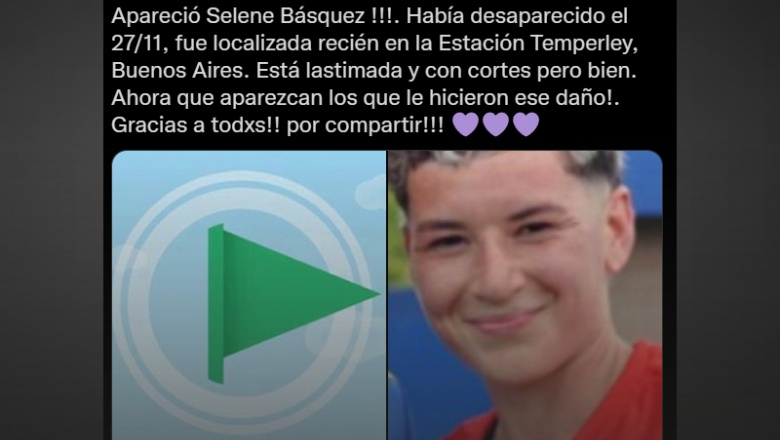 Apareció Selene Básquez