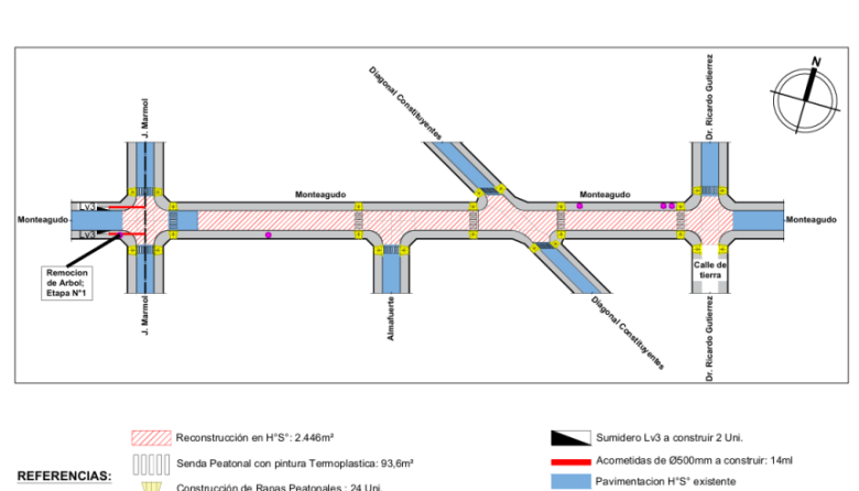 Segunda etapa de repavimentación de Monteagudo