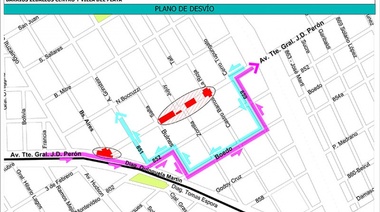 Desvíos por obra en Av. Teniente General Perón
