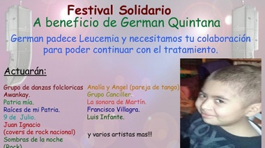 Festival solidario por Germán Quintana en el barrio 9 de Julio