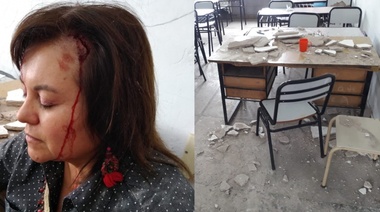 Se cayó el techo de un aula en la Secundaria N° 28