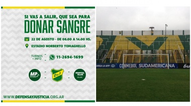 Campaña de donación de sangre en la cancha de Defensa y Justicia