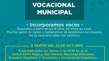 El coro vocacional municipal en búsqueda de nuevas voces