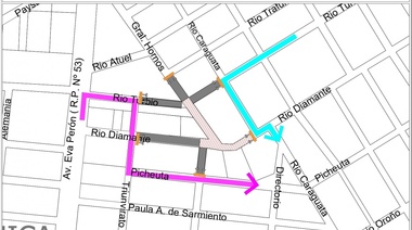 Desvíos por obras en Villa Mónica Nueva 